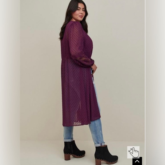 NEW! Torrid 1 (1x - 14/16) Clip Dot Button Front Maxi Kimono - Picture 2 of 5